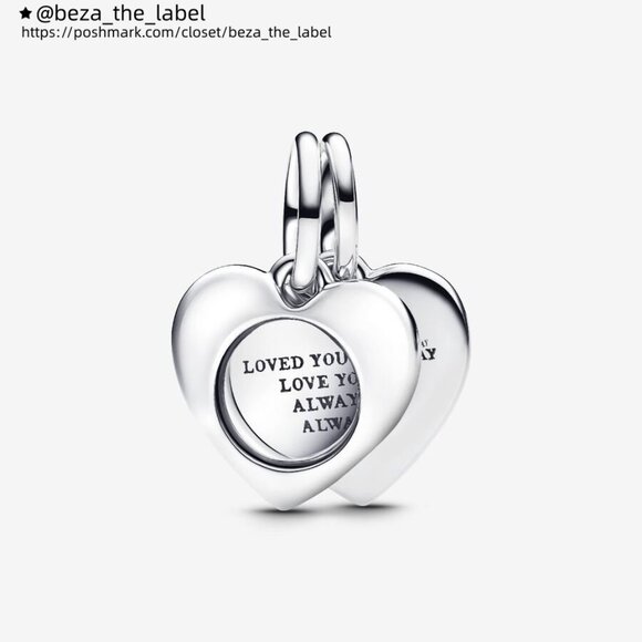 Pandora Engravable Heart Magnifying Glass Double Dangle Charm - Picture 1 of 2